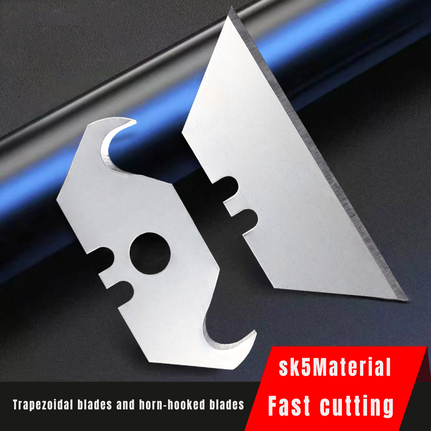 Leatherwork Tools - ใบมีดตัดแบบผสมรูปทรงตะขอสี่เหลี่ยมคางหมู, เครื่องมืออเนกประสงค์สำหรับงาน DIY/หนัง/กระดาษแข็ง ทนทานพิเศษ คมกริบ ใช้แทนใบมีดเดิมได้