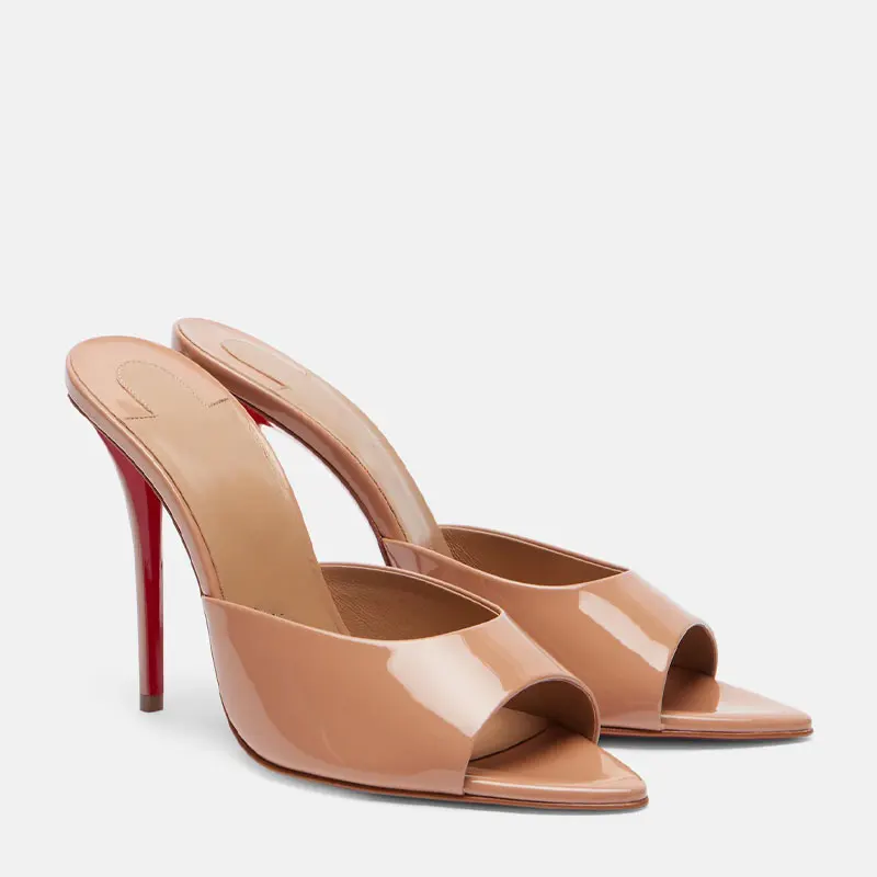 Leather Work Heels - รองเท้าสำหรับผู้หญิงใหม่ รองเท้าแตะแบบเปิดนิ้วเท้าสไตล์โรมัน ประดับโลหะ รองเท้าผู้หญิงเซ็กซี่ รองเท้าลำลองสำหรับใส่กลางแจ้ง ส้นสูง