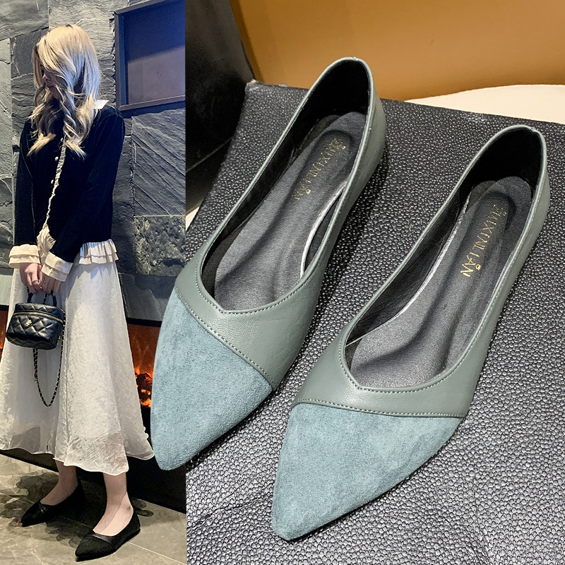 Leather Work Heels - รองเท้าหนังสีดำแบบเรียบสำหรับผู้หญิง รองเท้าทำงานแบบสวม ส้นเตี้ย ใส่ได้หลายโอกาส สำหรับฤดูใบไม้ร่วง