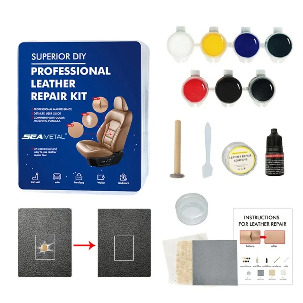 Leatherwork Tools - รถหนังซ่อมชุดเครื่องมือ 7 สี DIY ซ่อมรถที่นั่งหนัง Burns