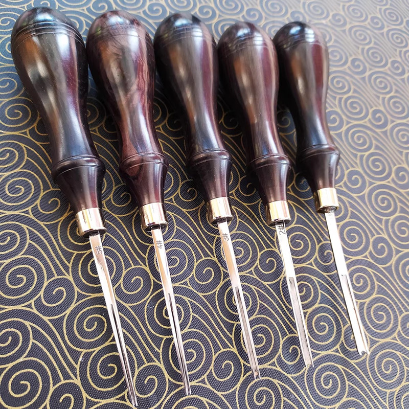 Leather Edge Beveler - เครื่องมือลบคมหนังแบบมืออาชีพ - ด้ามไม้มะเกลือพร้อมปลอกทองเหลืองและใบมีดเหล็กขึ้นรูป | เพื่อขอบที่เรียบเนียนบนวัสดุเวจแทน