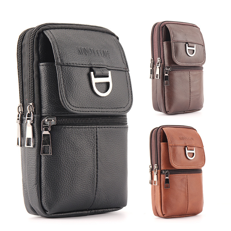 Leather Work Bag Men - กระเป๋าคาดเอวหนังสำหรับผู้ชาย - กระเป๋าคาดเข็มขัดใส่โทรศัพท์มือถือความจุขนาดใหญ่ - กระเป๋าเป้สะพายหลังสำหรับทำงานกลางแจ้ง, กระเป๋าเดินป่าสำหรับเล่นกีฬา,