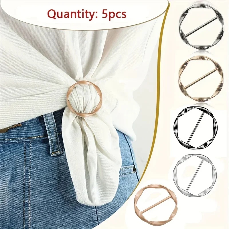Belt Buckle Blank - คลิปหนีบโลหะทรงกลมแฟชั่น 5 ชิ้น สำหรับผ้าคลุมไหล่ เสื้อยืด เข็มกลัด