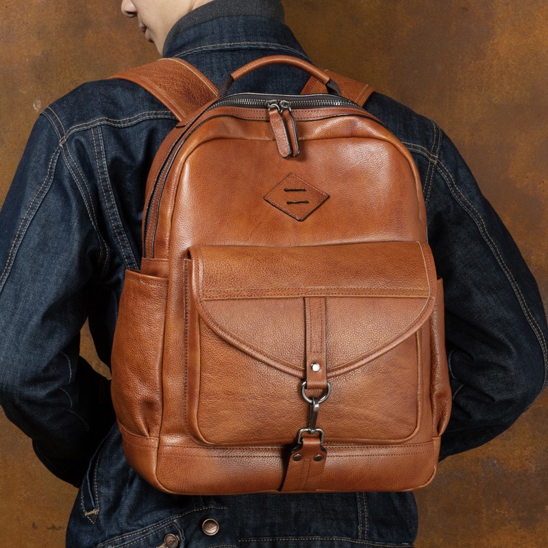 กระเป๋าเป้สะพายหลังหนังวัวชั้น - Leather Work Bag Men บทวิจารณ์และราคา