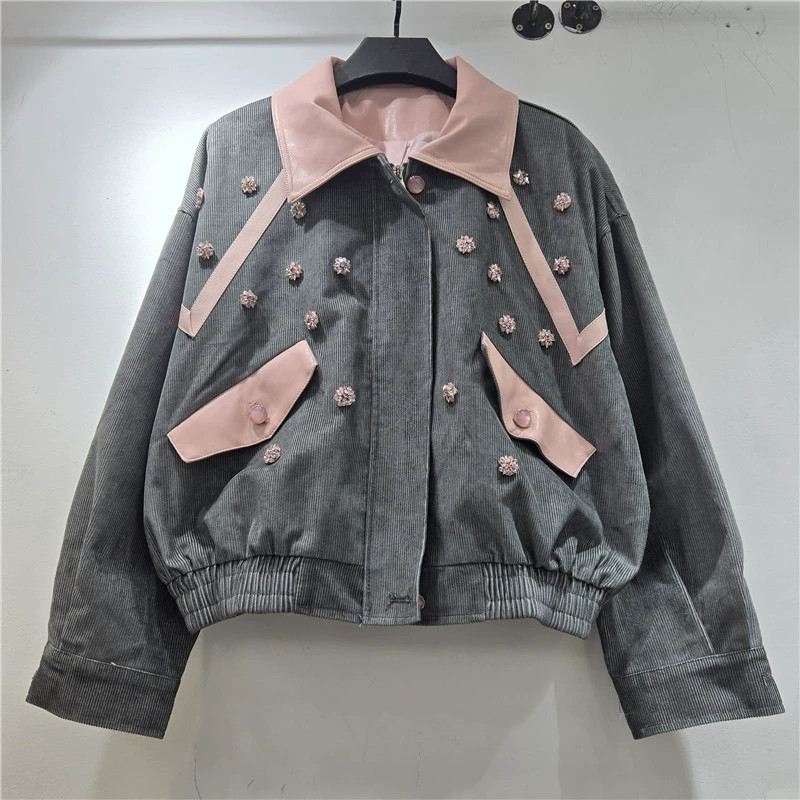 เสื้อแจ็คเก็ตคอร์ดูรอยประดับดอ - Leatherwork Flowers บทวิจารณ์และราคา