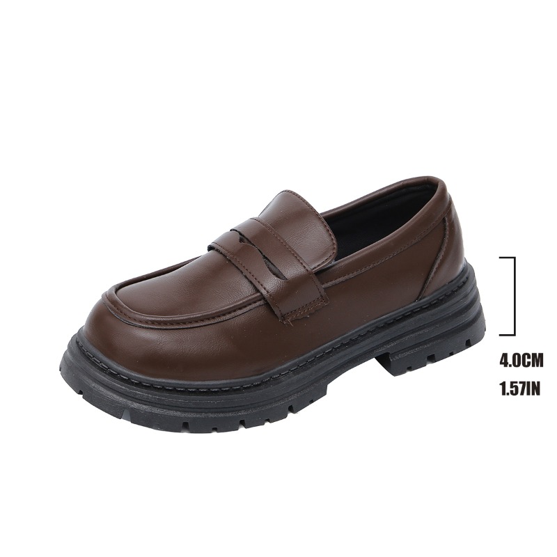 รองเท้าโลฟเฟอร์หนังสีน้ำตาลสำห - Leather Work Dress บทวิจารณ์และราคา