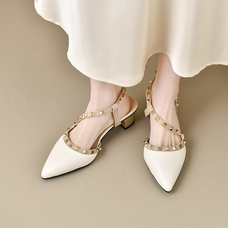 รองเท้าแตะแฟชั่นสายรัดหลังแบบม - Leather Work Heels บทวิจารณ์และราคา