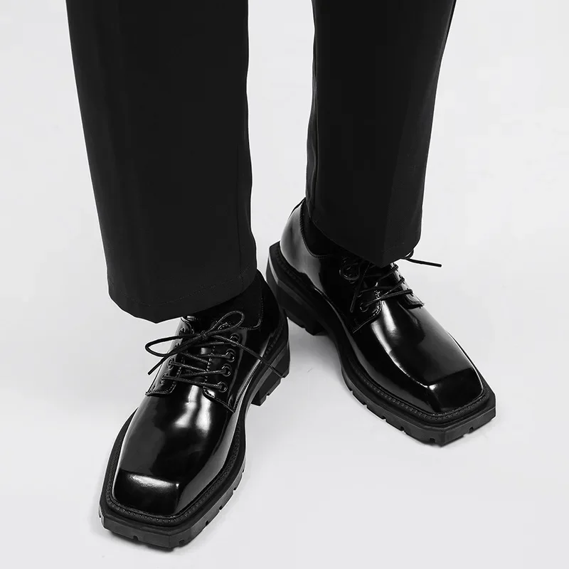 รองเท้าผู้ชายทรงเหลี่ยมหัวหนัง - Leather Work Dress บทวิจารณ์และราคา