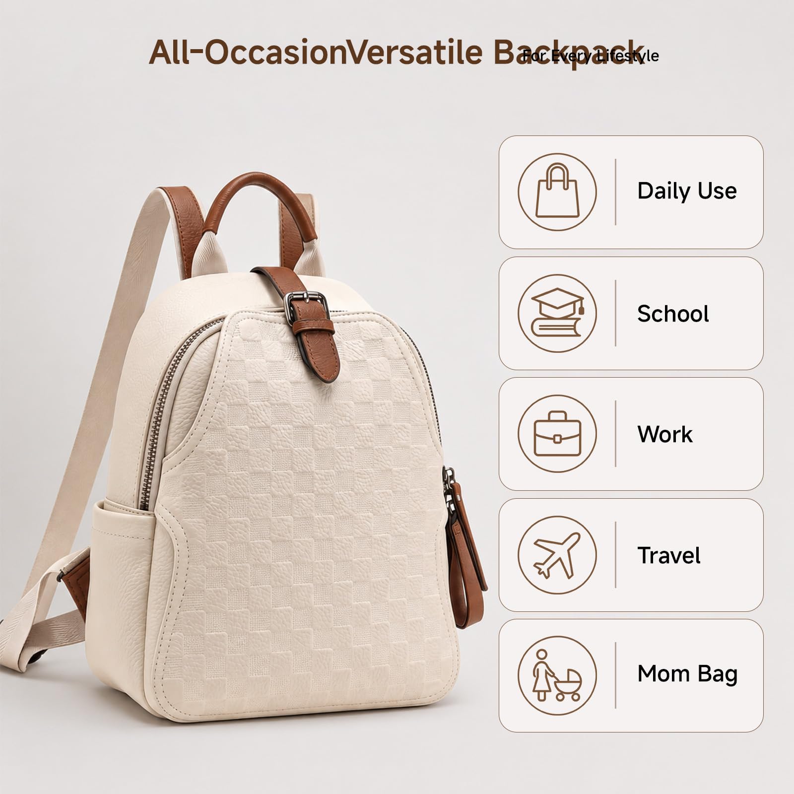 กระเป๋าเป้สะพายหลังหนัง PU ลาย - Leather Work Womens Backpack บทวิจารณ์และราคา