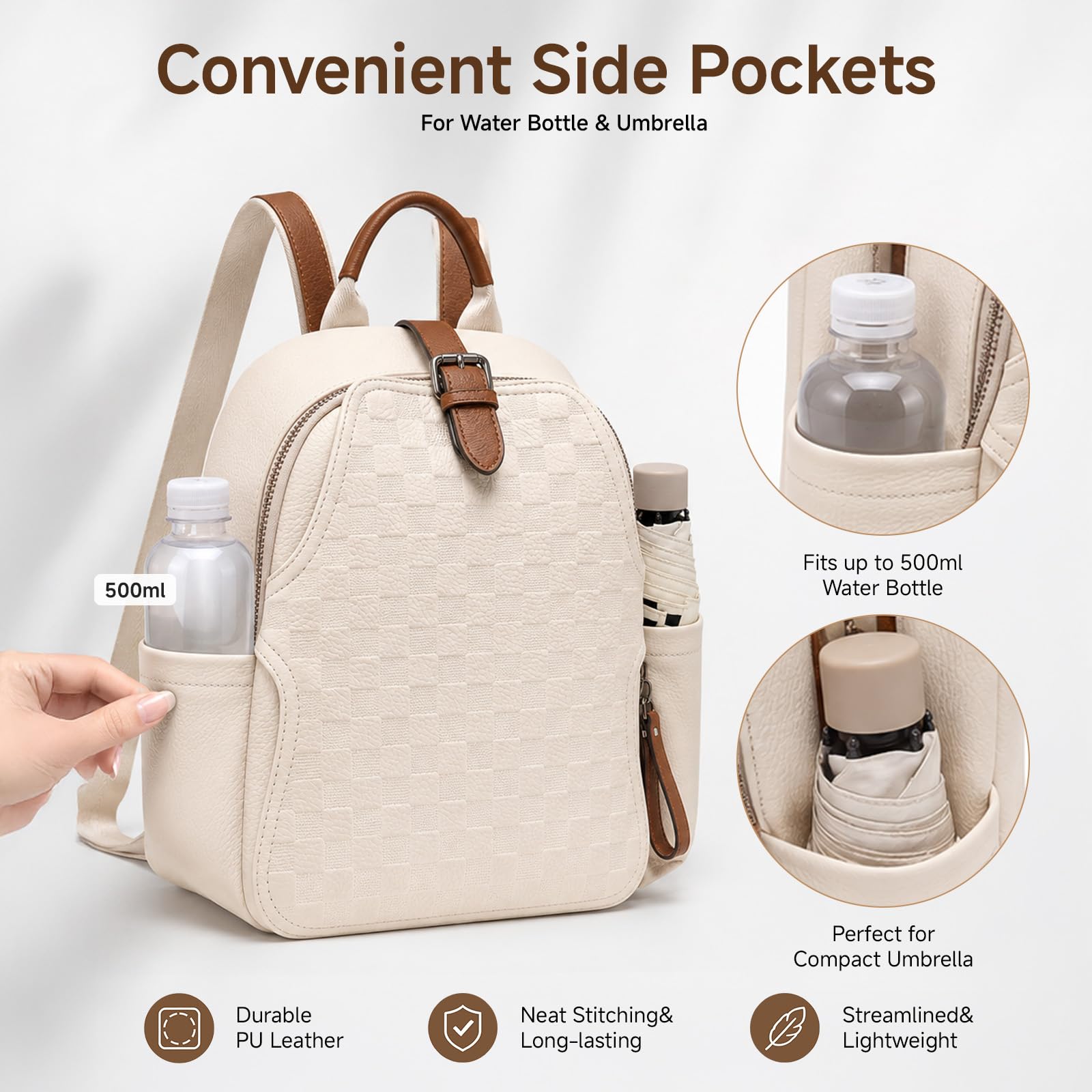 กระเป๋าเป้สะพายหลังหนัง PU ลาย - Leather Work Womens Backpack บทวิจารณ์และราคา