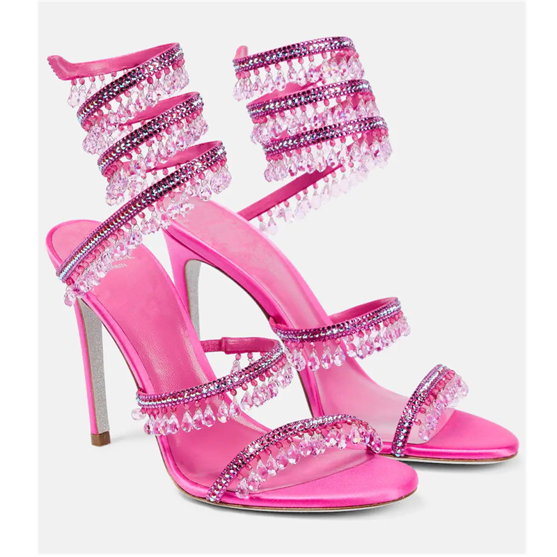 รองเท้าส้นสูงผู้หญิงประดับเพชร - Leather Work Heels บทวิจารณ์และราคา