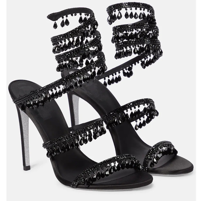 รองเท้าส้นสูงผู้หญิงประดับเพชร - Leather Work Heels บทวิจารณ์และราคา