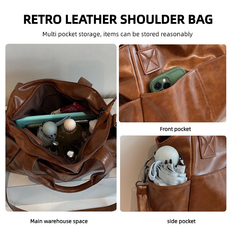 กระเป๋าถือหนังแท้สไตล์เรโทรสำห - Leatherwork Workshop บทวิจารณ์และราคา