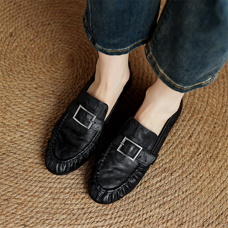 รองเท้าส้นเตี้ยสำหรับผู้หญิง,  - Leather Work Heels บทวิจารณ์และราคา