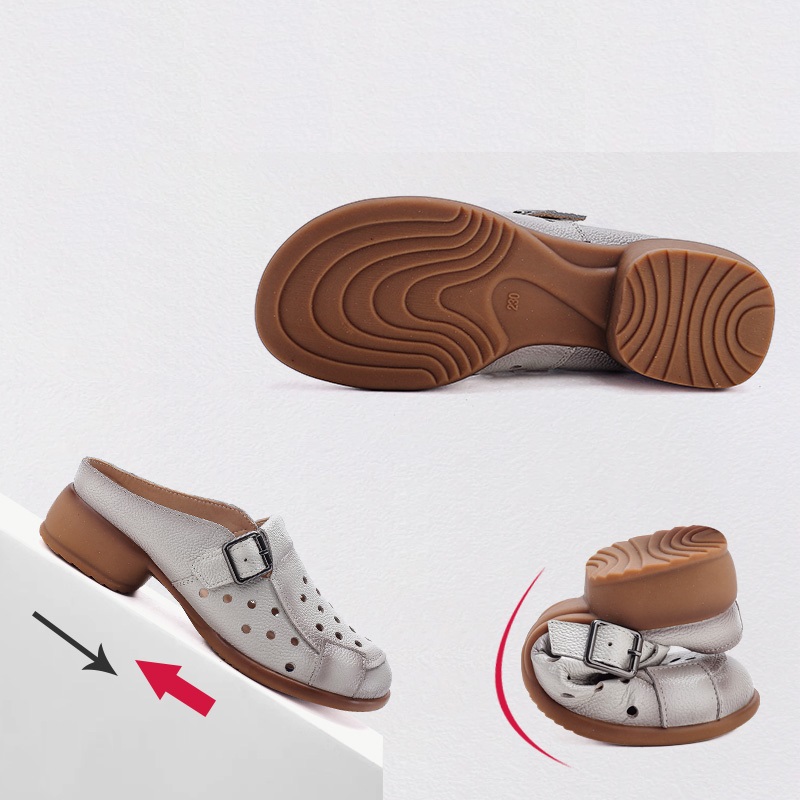 รองเท้าส้นเตี้ยหนังวัวแบบใหม่ส - Leather Work Heels บทวิจารณ์และราคา