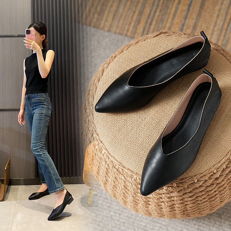 รองเท้าแฟชั่นฤดูใบไม้ผลิและฤดู - Leather Work Heels บทวิจารณ์และราคา