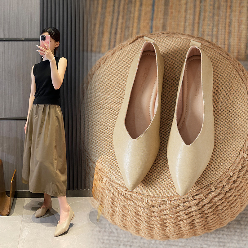 รองเท้าแฟชั่นฤดูใบไม้ผลิและฤดู - Leather Work Heels บทวิจารณ์และราคา